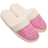 1 Pair Cozy Warm Coral Velvet Letter Print Slippers Slip On House Slippers Indoor Home Shoes