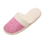 1 Pair Cozy Warm Coral Velvet Letter Print Slippers Slip On House Slippers Indoor Home Shoes