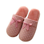 Indoor Home Couple Shoes Warm House Slippers  Winter Plush Slippers Bow Tie  [&lt;wish275&gt;]